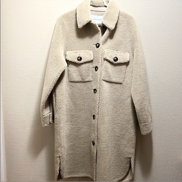 NWT Rebecca Minkoff Harper Wool Plush Button Down Coat L - Picture 3 of 13